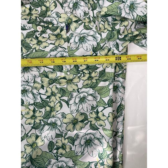William Murray Green White Floral Performance Golf Stretch Button Down Shirt XL - Picture 7 of 8